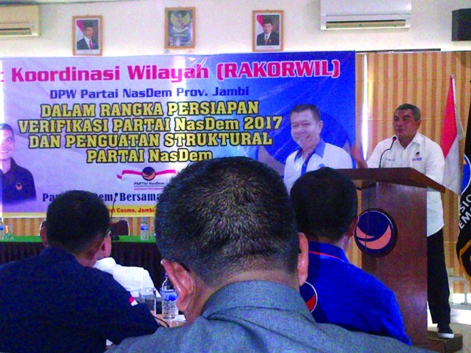 Suasana Rakorwil DPW dan DPD Nasdem se Provinsi Jambi, belum lama ini